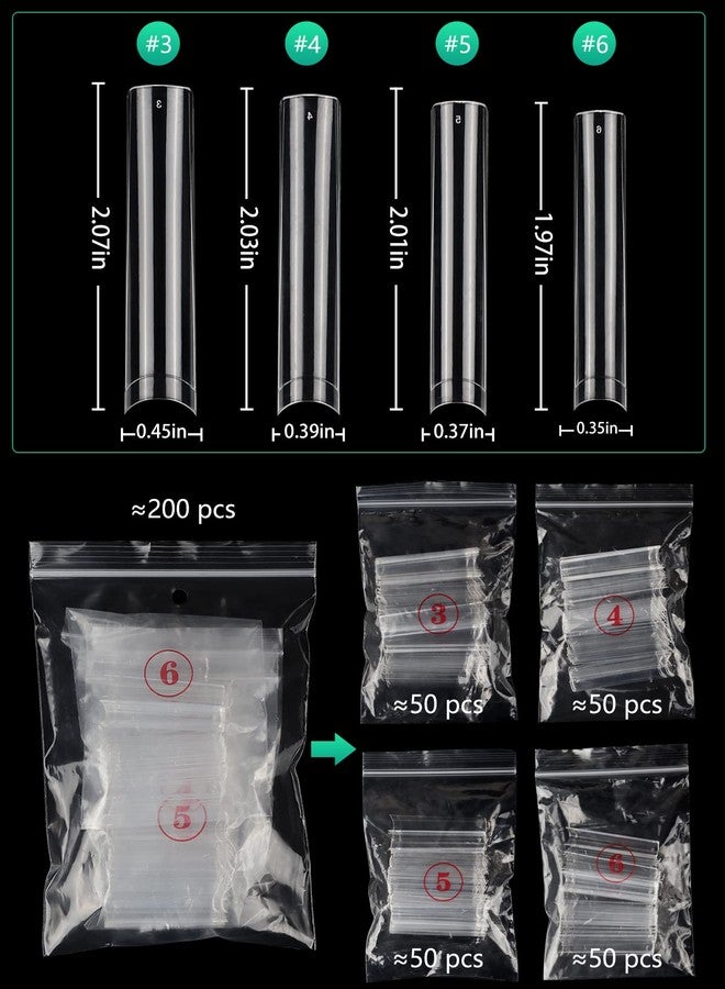 LIONVISON Individual Size 3 4 5 6 No C Curve Nail Tips for Acrylic Nails Professional, 200PCS 3XL Extra Long, Half Cover Straight Tapered Square Nail Tips 4 Mostly Used Sizes - Image 5